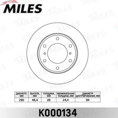 Miles K000134 - Brake Disc autospares.lv