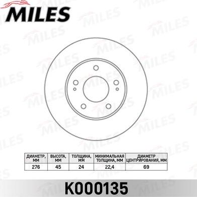 Miles K000135 - Brake Disc autospares.lv