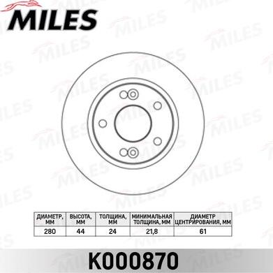 Miles K000870 - Brake Disc autospares.lv