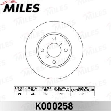 Miles K000258 - Brake Disc autospares.lv