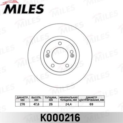 Miles K000216 - Brake Disc autospares.lv