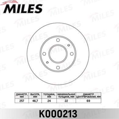 Miles K000213 - Brake Disc autospares.lv