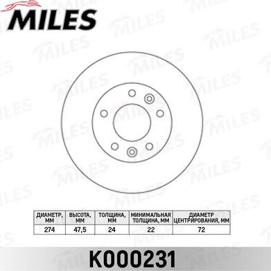 Miles K000231 - Brake Disc autospares.lv