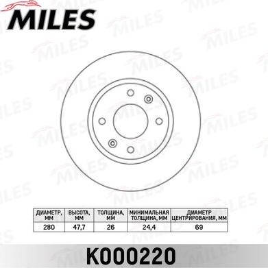 Miles K000220 - Brake Disc autospares.lv