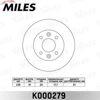 Miles K000279 - Brake Disc autospares.lv