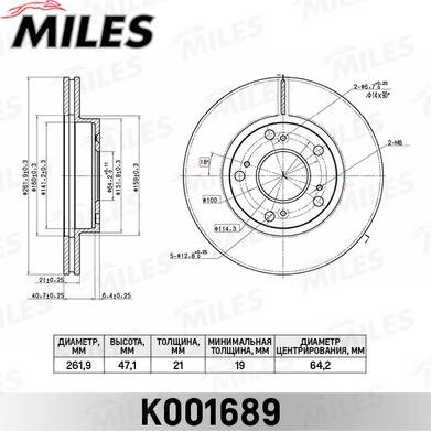 Miles K001689 - Brake Disc autospares.lv