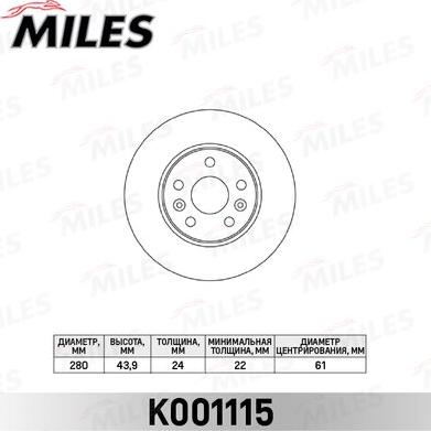 Miles K001115 - Brake Disc autospares.lv