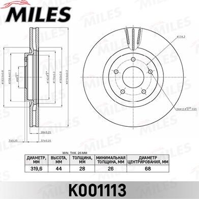 Miles K001113 - Brake Disc autospares.lv