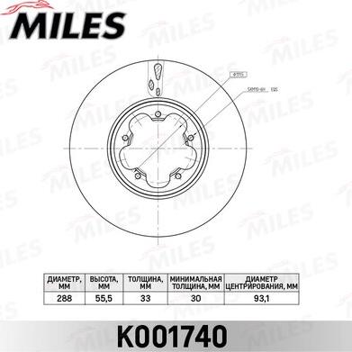 Miles K001740 - Brake Disc autospares.lv