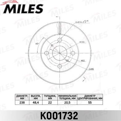 Miles K001732 - Brake Disc autospares.lv