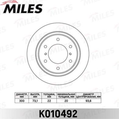 Miles K010492 - Brake Disc autospares.lv