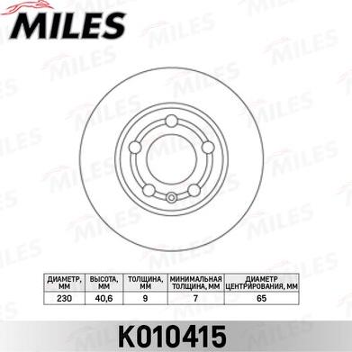 Miles K010415 - Brake Disc autospares.lv