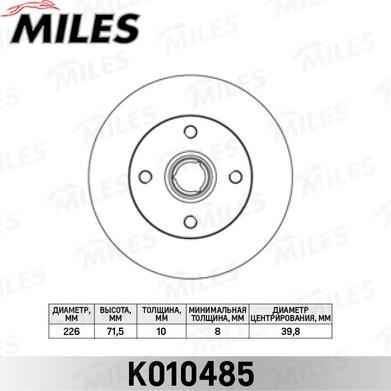 Miles K010485 - Brake Disc autospares.lv