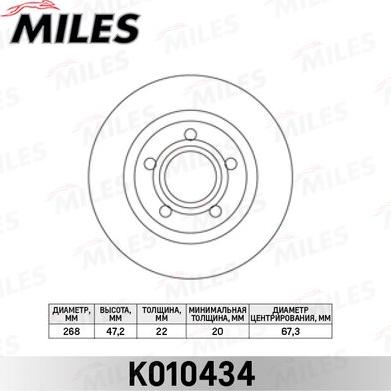 Miles K010434 - Brake Disc autospares.lv