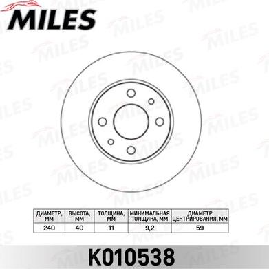 Miles K010538 - Brake Disc autospares.lv