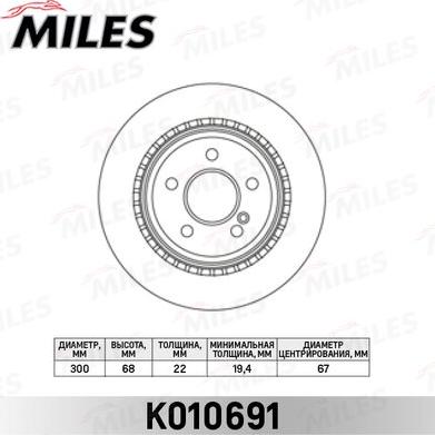 Miles K010691 - Brake Disc autospares.lv