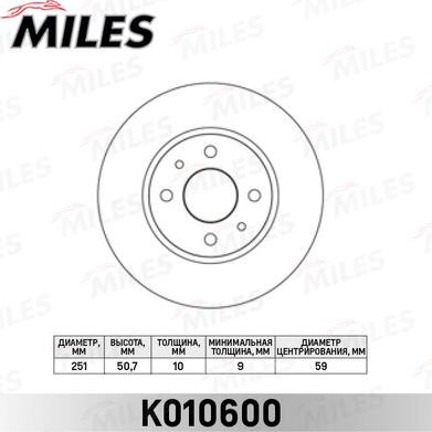 Miles K010600 - Brake Disc autospares.lv