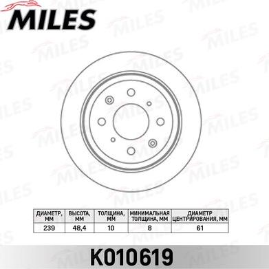 Miles K010619 - Brake Disc autospares.lv