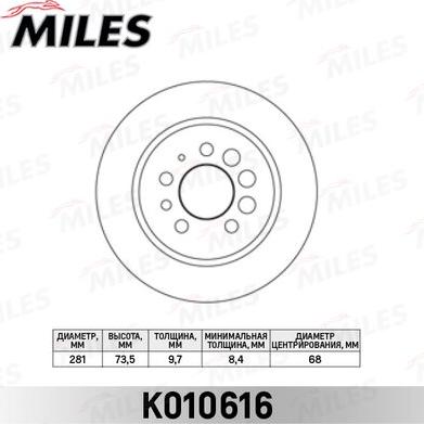 Miles K010616 - Brake Disc autospares.lv