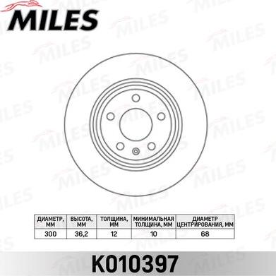 Miles K010397 - Brake Disc autospares.lv