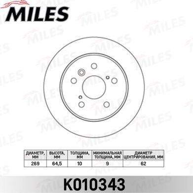 Miles K010343 - Brake Disc autospares.lv