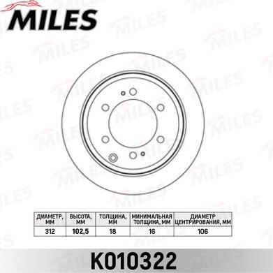 Miles K010322 - Brake Disc autospares.lv