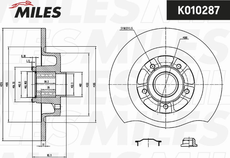 Miles K010287 - Brake Disc autospares.lv