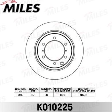 Miles K010225 - Brake Disc autospares.lv