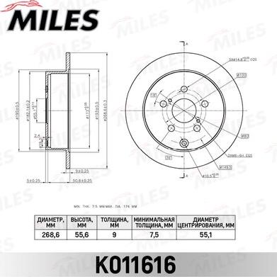 Miles K011616 - Brake Disc autospares.lv