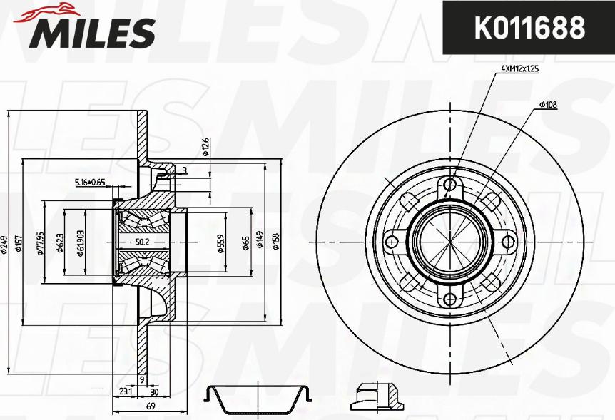 Miles K011688 - Brake Disc autospares.lv