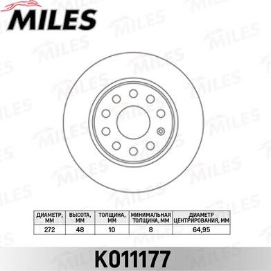 Miles K011177 - Brake Disc autospares.lv