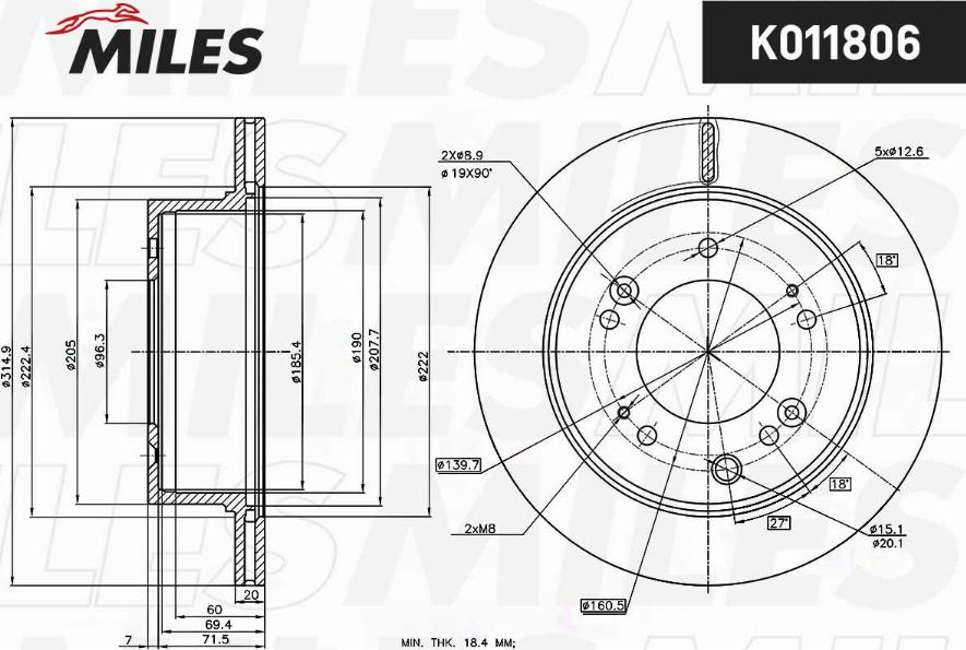 Miles K011806 - Brake Disc autospares.lv