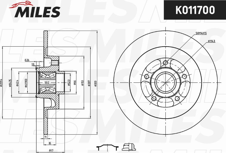 Miles K011700 - Brake Disc autospares.lv