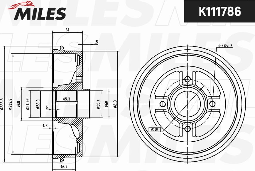 Miles K111786 - Brake Drum autospares.lv