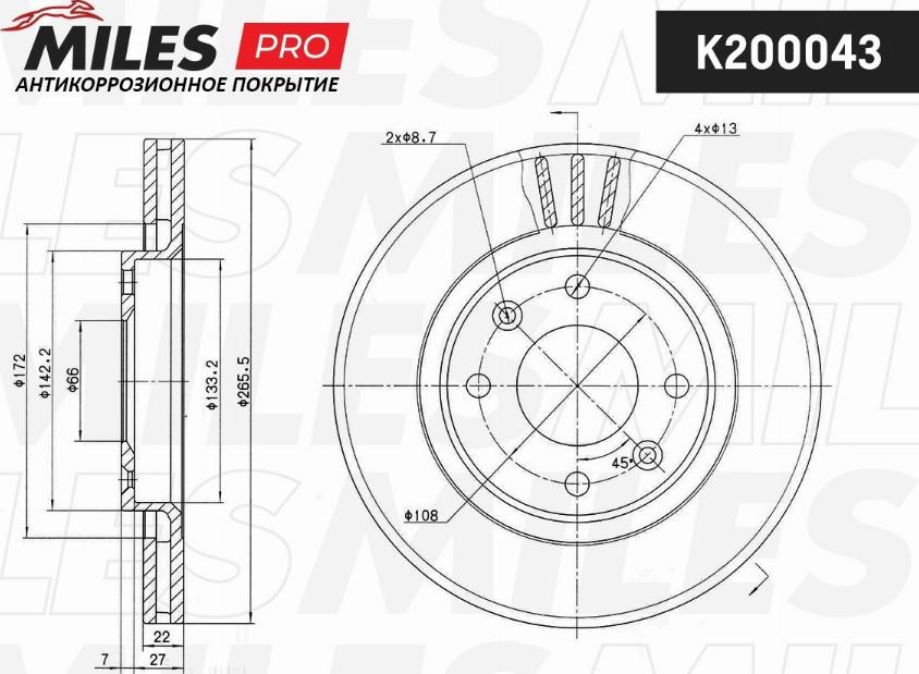 Miles K200043 - Brake Disc autospares.lv