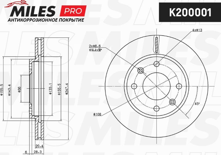 Miles K200001 - Brake Disc autospares.lv