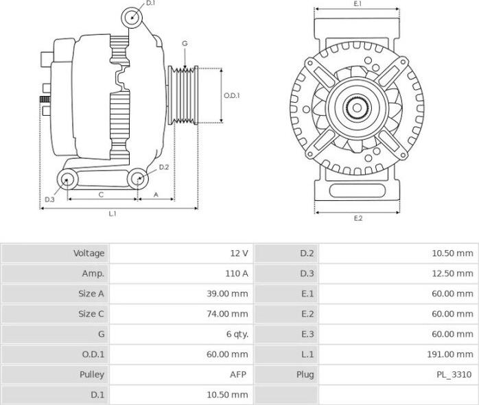 Mitsubishi A3TJ1181 - Alternator autospares.lv