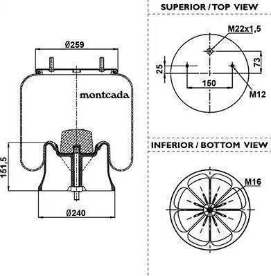 Montcada 0163400 - Bellow, air suspension autospares.lv