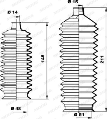 Moog K150190 - Bellow Set, steering autospares.lv