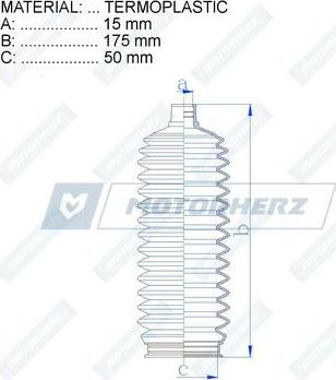 Motorherz RDZ0418MG - Bellow, steering autospares.lv