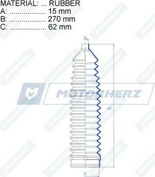 Motorherz RDZ0550MG - Bellow, steering autospares.lv