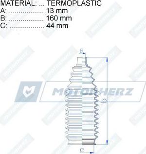 Motorherz RDZ0612MG - Bellow, steering autospares.lv