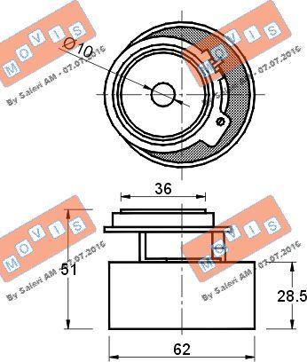 MOVIS AST1523 - Tensioner Pulley, timing belt autospares.lv