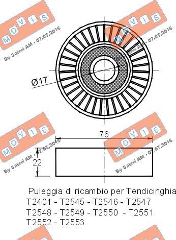 MOVIS AST1899 - Pulley, v-ribbed belt autospares.lv