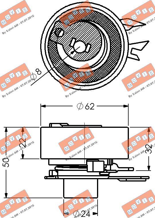 MOVIS AST1365 - Tensioner Pulley, timing belt autospares.lv