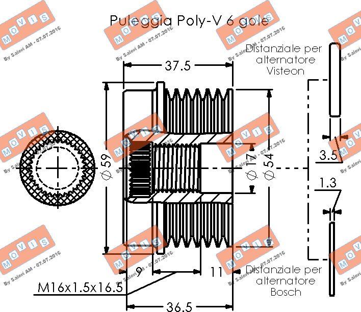 MOVIS AST3519 - Pulley, alternator, freewheel clutch autospares.lv