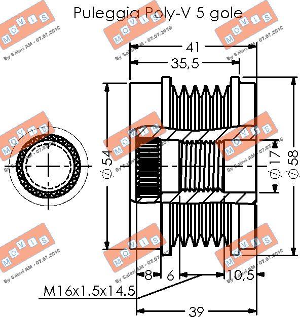 MOVIS AST3659 - Pulley, alternator, freewheel clutch autospares.lv