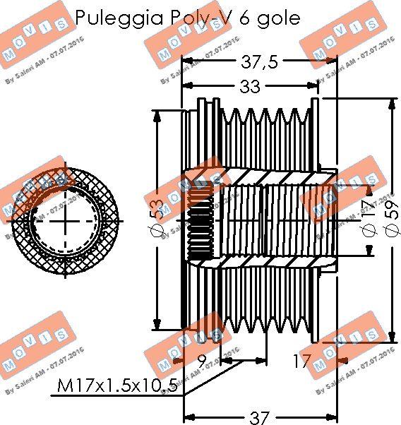 MOVIS AST3635 - Pulley, alternator, freewheel clutch autospares.lv