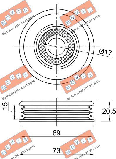 MOVIS AST3390 - Pulley, v-ribbed belt autospares.lv