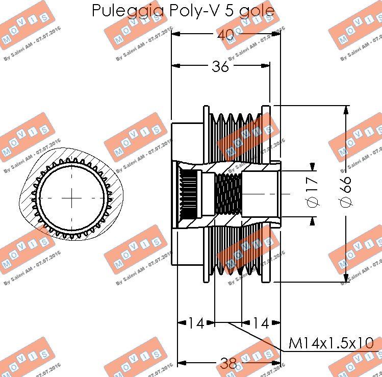 MOVIS AST3336 - Pulley, alternator, freewheel clutch autospares.lv